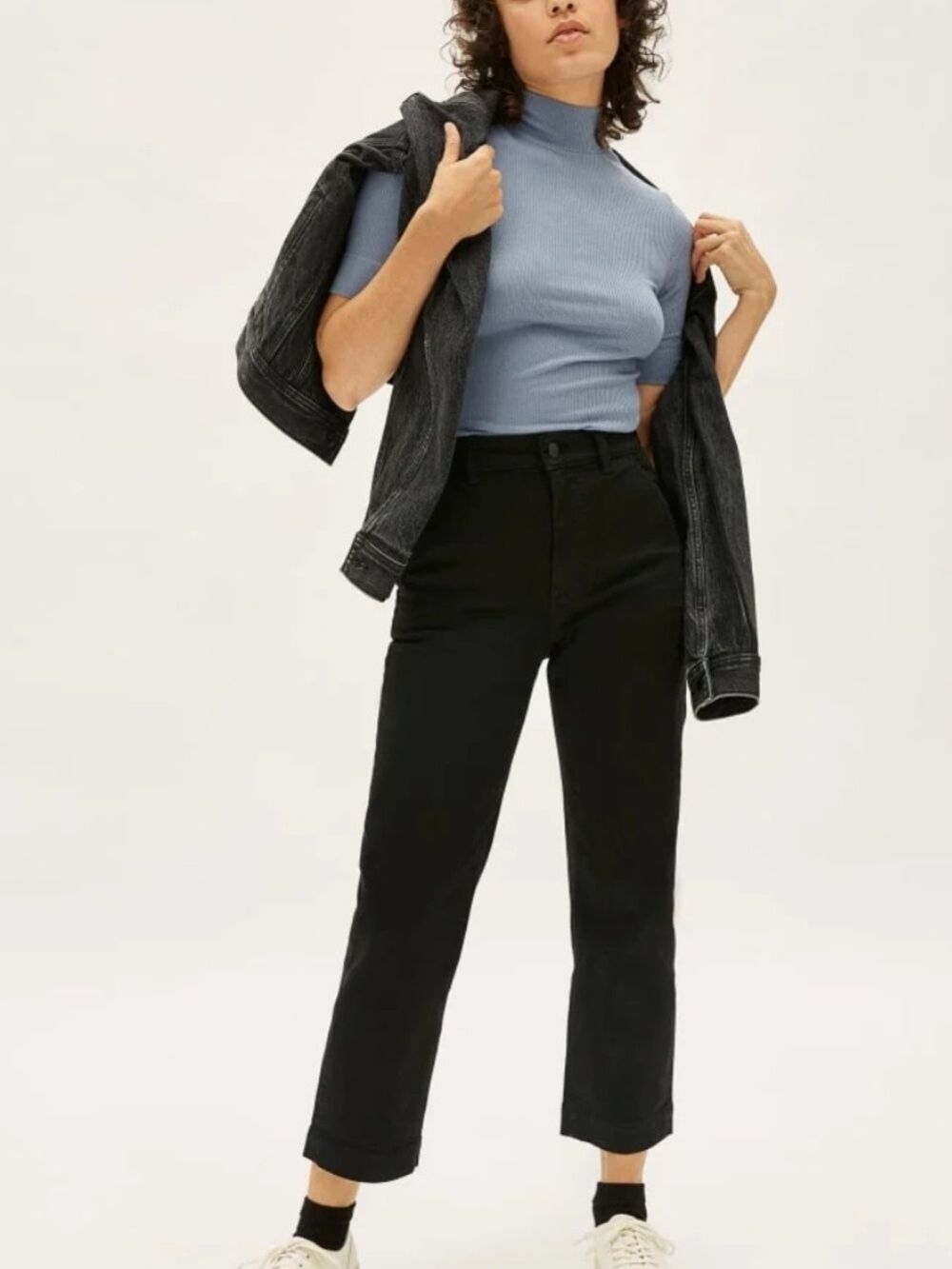 EVERLANE The Utility straight leg pants black twill size 6